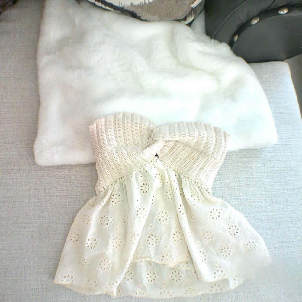 Cream Strapless Knit Top